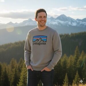 Patagonia‎ Uprisal Logo Crew Sweatshirt Gray XL Regular Fit Outdoor